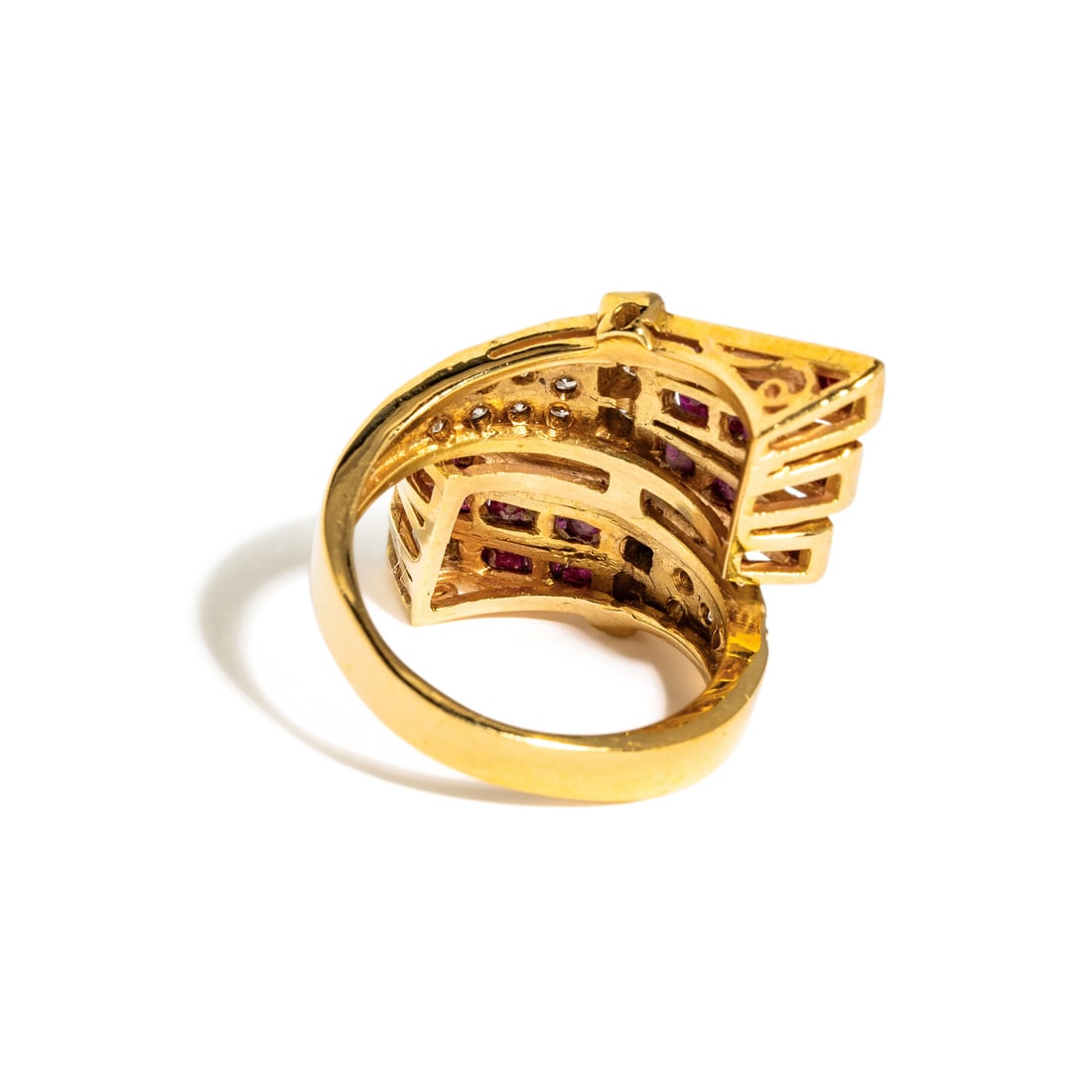 RUBY AND DIAMOND BY PASS RING - 3