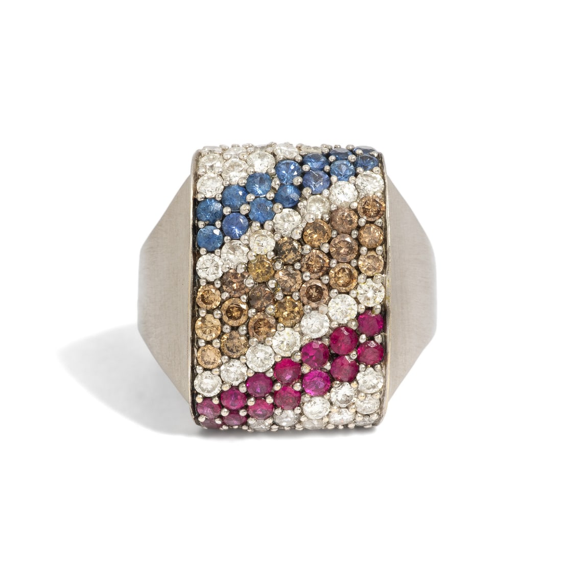 WHITE GOLD AND MULTIGEM RING - 2