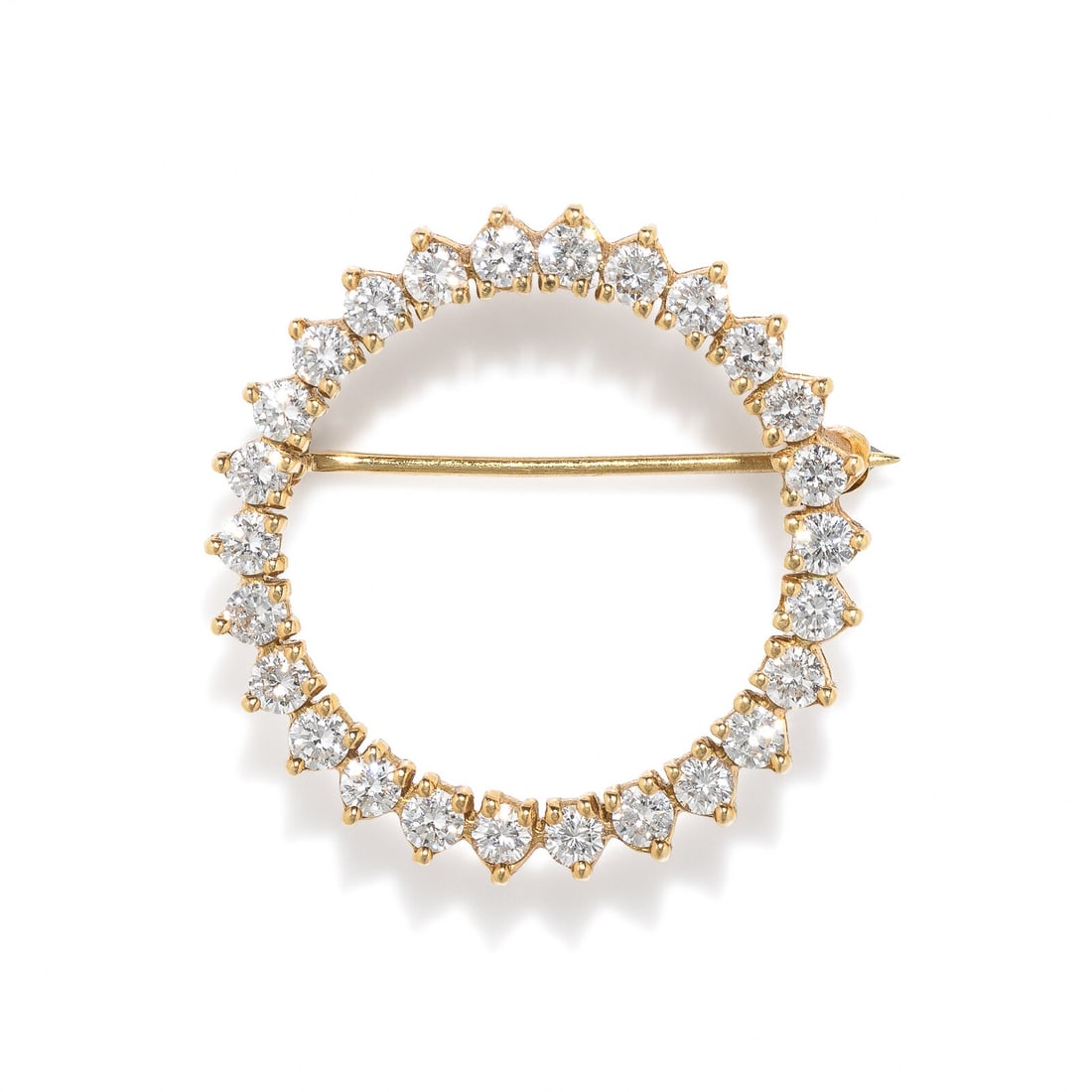 YELLOW GOLD AND DIAMOND CIRCLE BROOCH (1 of 2)