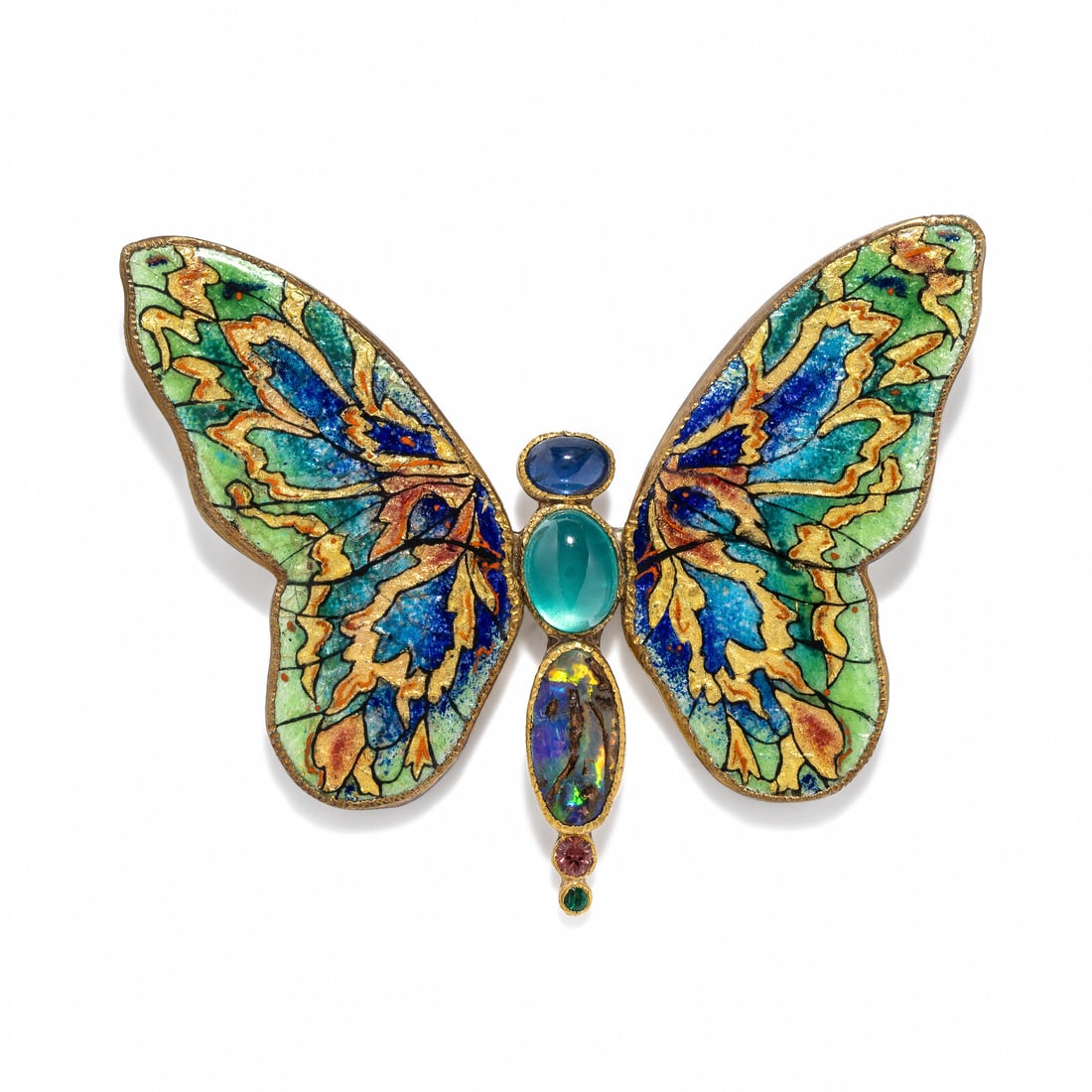 MARIANNE HUNTER, MULTIGEM AND ENAMEL BUTTERFLY PENDANT (1 of 2)