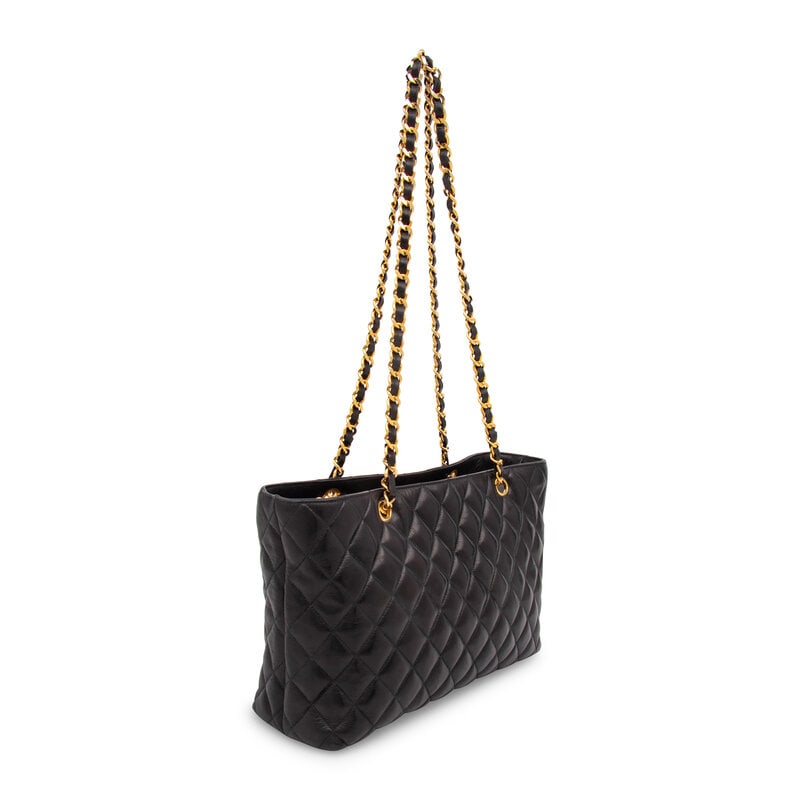 Chanel, Quilted Black Leather Tote - 3