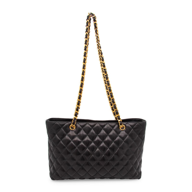 Chanel, Quilted Black Leather Tote - 4