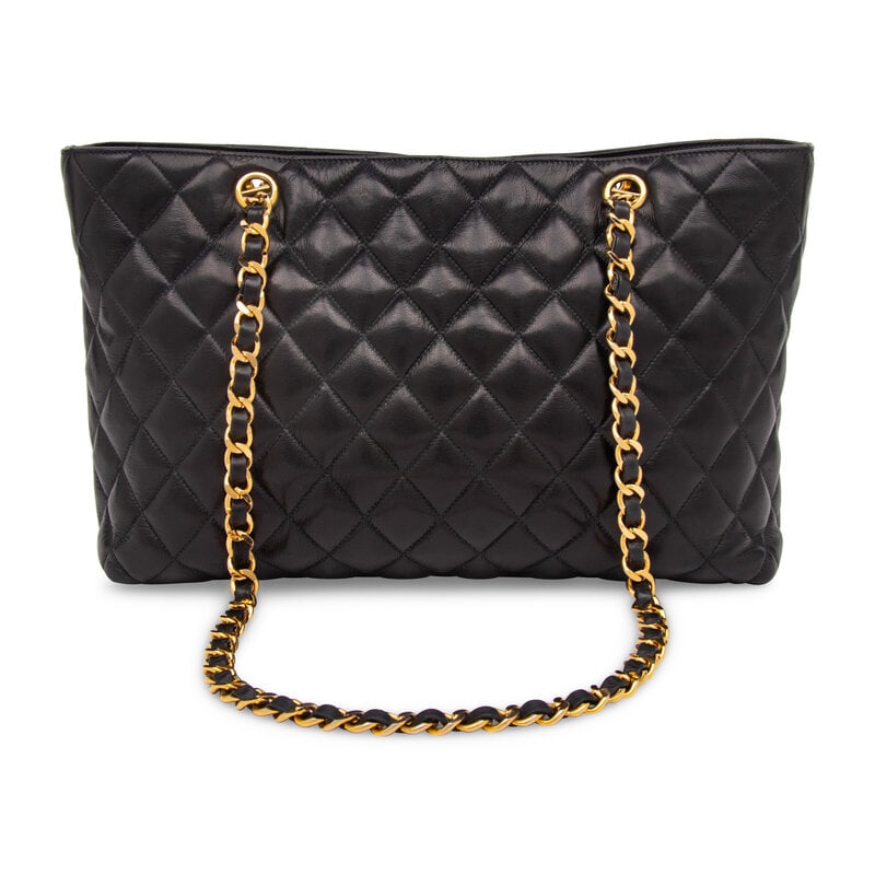 Chanel, Quilted Black Leather Tote - 5