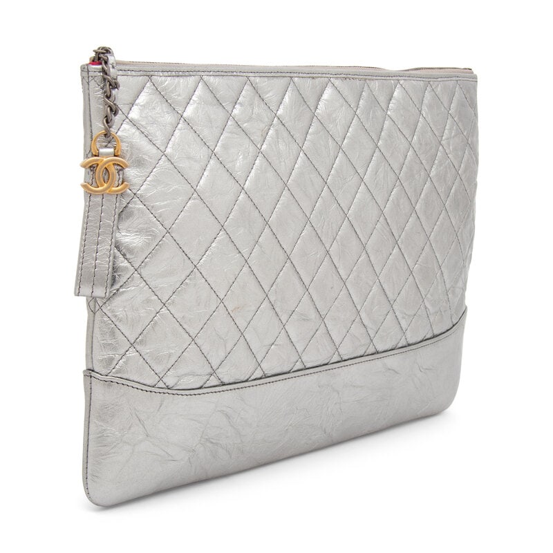Chanel, Silver Gabrielle Flat Clutch - 2