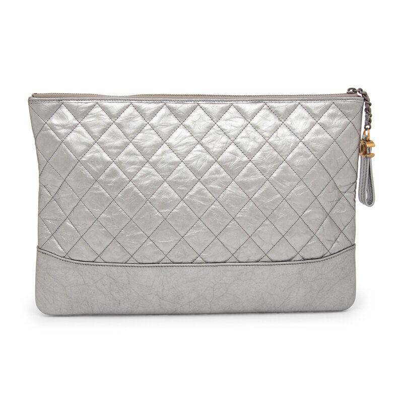 Chanel, Silver Gabrielle Flat Clutch - 4
