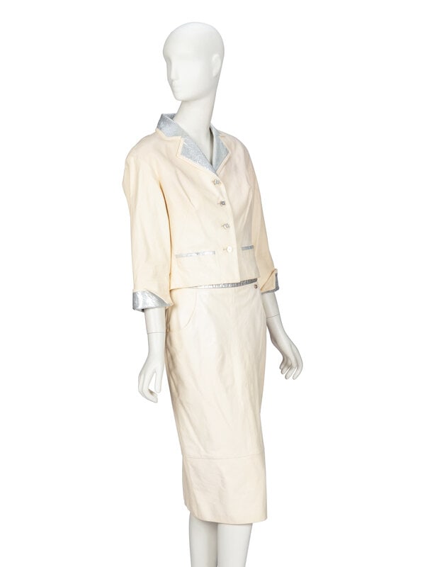 Chanel, Cream & Silver Leather Skirt Suit, 2010 - 2