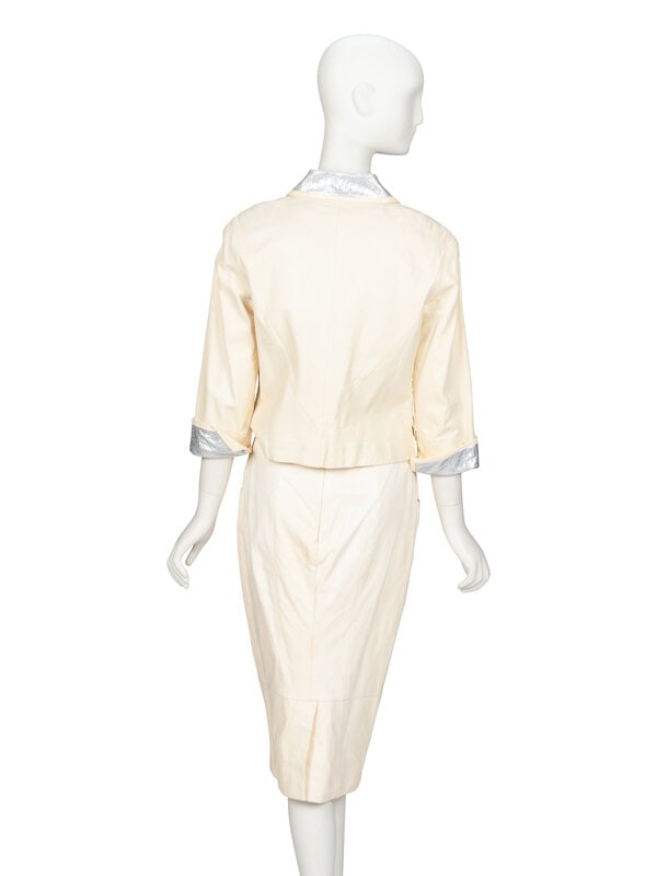 Chanel, Cream & Silver Leather Skirt Suit, 2010 - 3