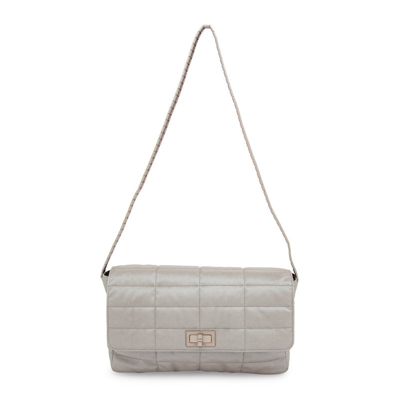 Chanel, Silver Nylon Flap Bag & Matching Belt - 2