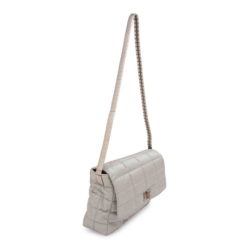 Chanel, Silver Nylon Flap Bag & Matching Belt - 5