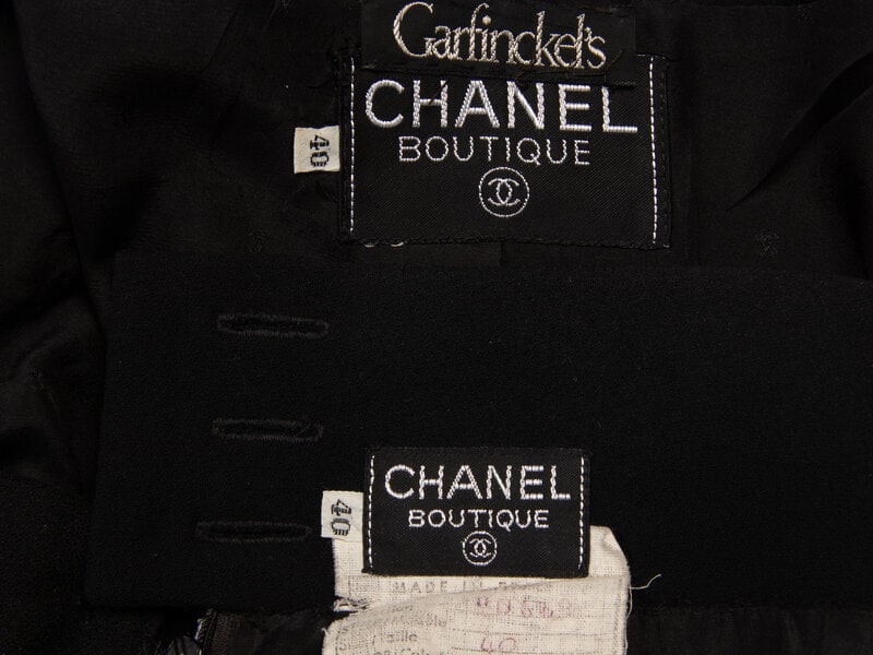 Chanel, Black Wool Skirt Suit Trimmed in Satin  - 4