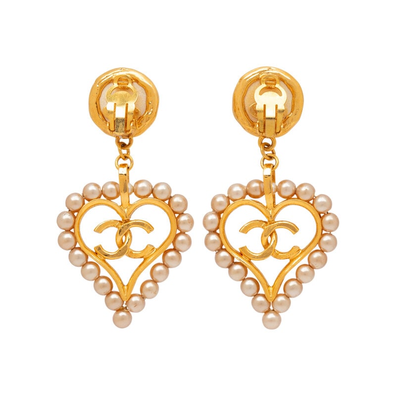 Chanel, Heart-Shaped CC Ear Clips - 2