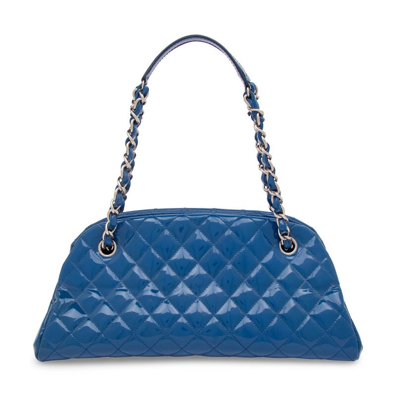 Chanel, Blue Patent Leather Bowling Bag - 3