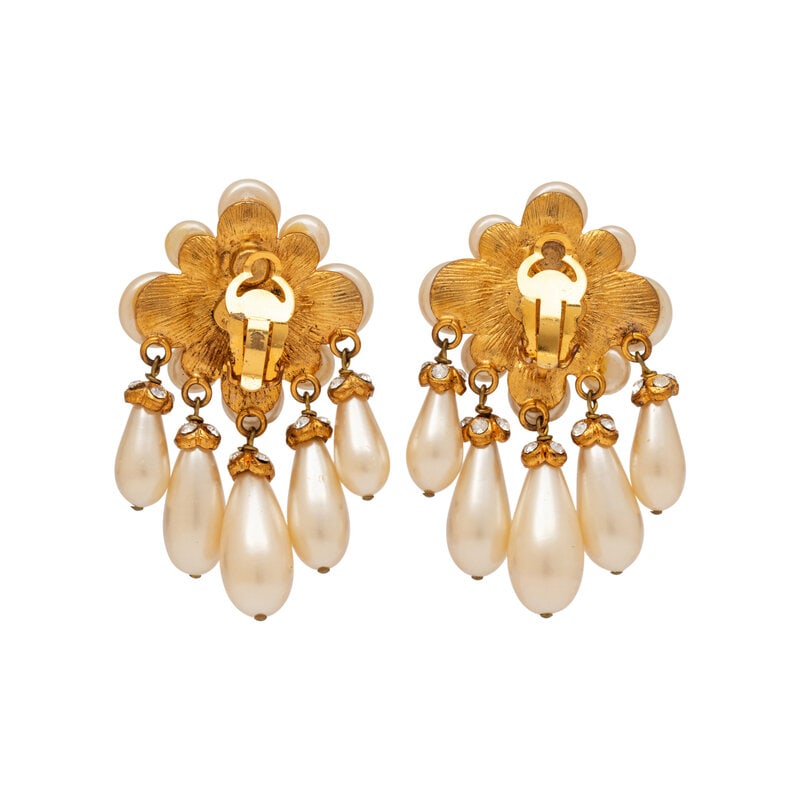 Chanel, Gripoix Pearl Chandelier Ear Clips - 2