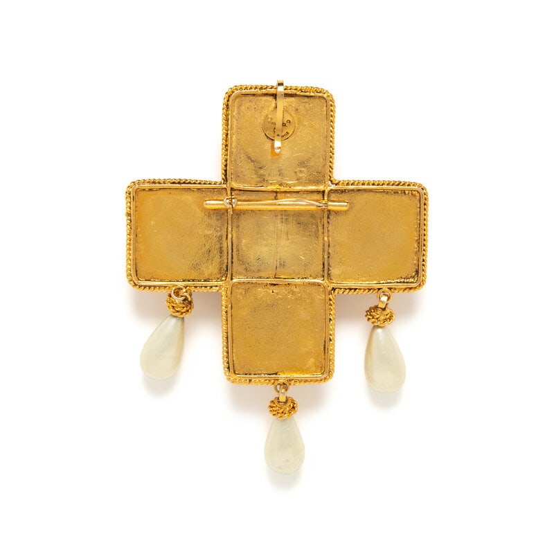 Chanel, Important Gripoix Byzantine Cross Pendant Necklace/Brooch - 3