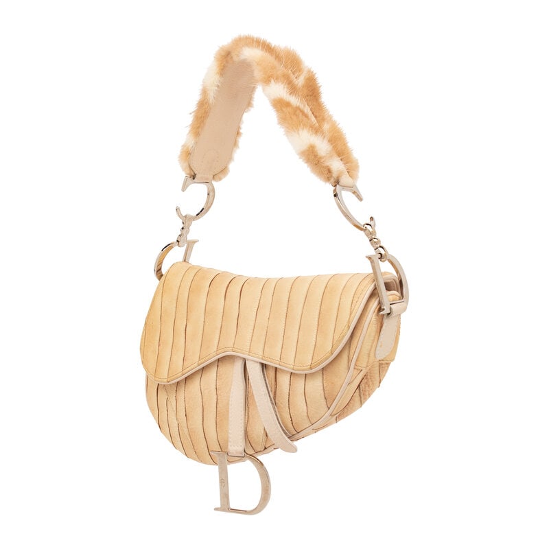 Christian Dior, Fur-Trim Eel Skin Saddle Bag - 2