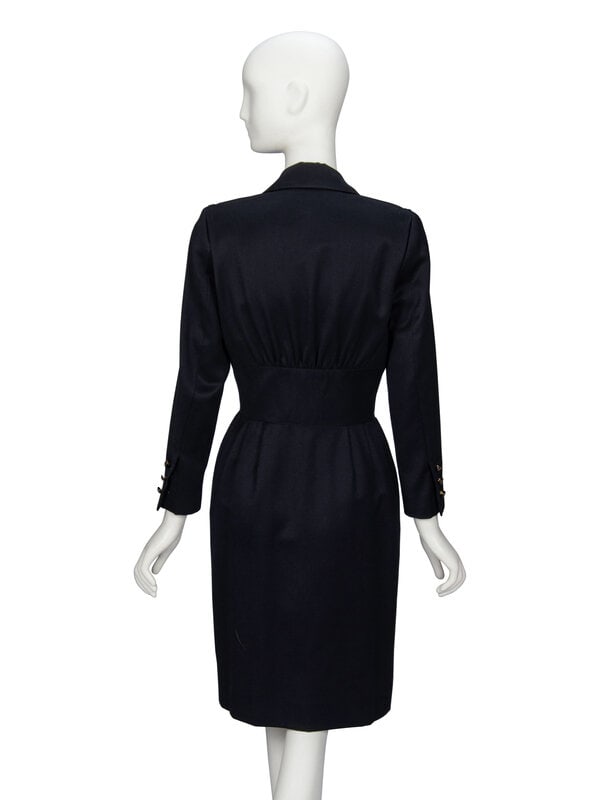 Hermès, Fitted Black Wool Dress - 3