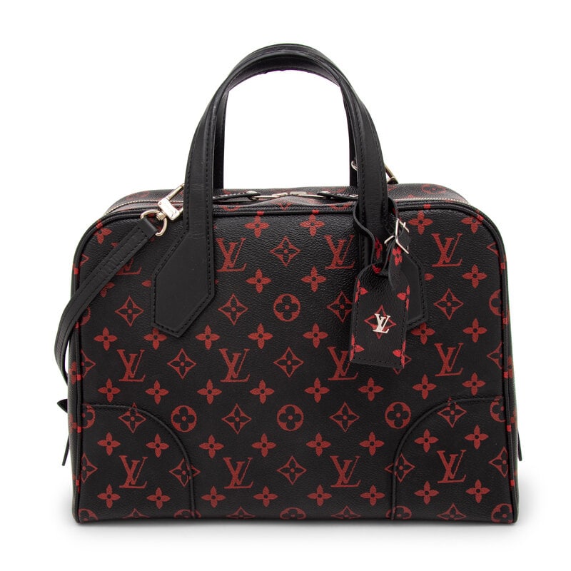 Louis Vuitton, Infrarouge Monogram Dora Soft MM Bag: Louis Vuitton, Infrarouge Monogram Dora Soft MM Bag Limited Edition Infrarouge Dora Soft MM handbag in black & red monogram coated canvas with silver-tone hardware. Double-ended zipper closure,