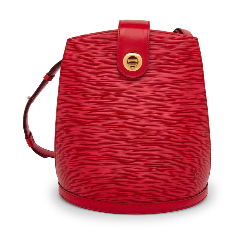 Louis Vuitton, Red Epi Cluny Bag: Louis Vuitton, Red Epi Cluny Bag Cluny shoulder bag in red Epi leather with gold-tone hardware. Turn-lock closure and adjustable flat leather shoulder strap. Label: Louis Vuitton Style/Serial No.: