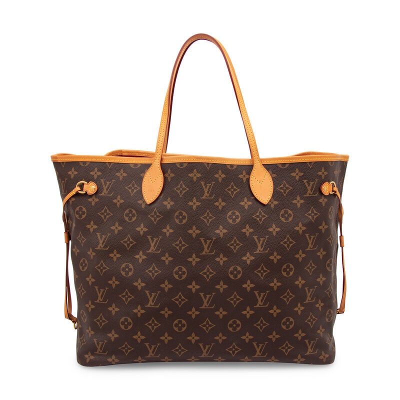 Louis Vuitton, Large Monogram Neverfull: Louis Vuitton, Large Monogram Neverfull Neverfull GM/large tote bag in monogram print coated canvas with vachetta leather trim. Interior latch closure and flat leather straps.La