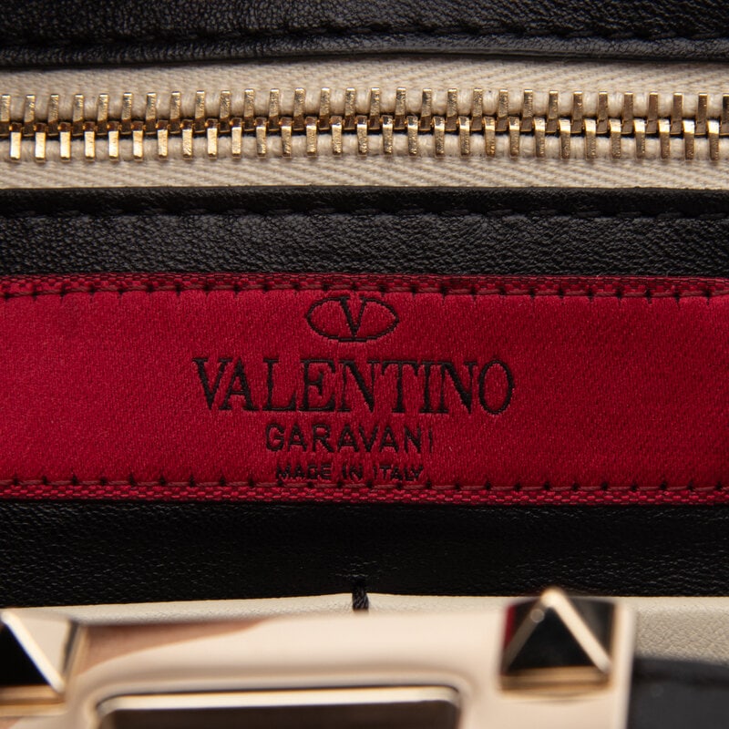 Valentino, Black & White Medium Rockstud Tote - 8