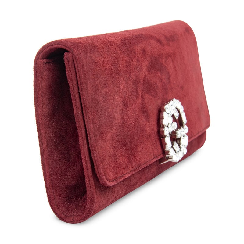 Gucci, Merlot Suede Clutch - 2