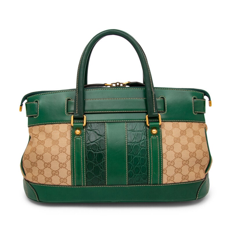 Gucci, Monogram Secret Satchel with Crocodile Trim - 3
