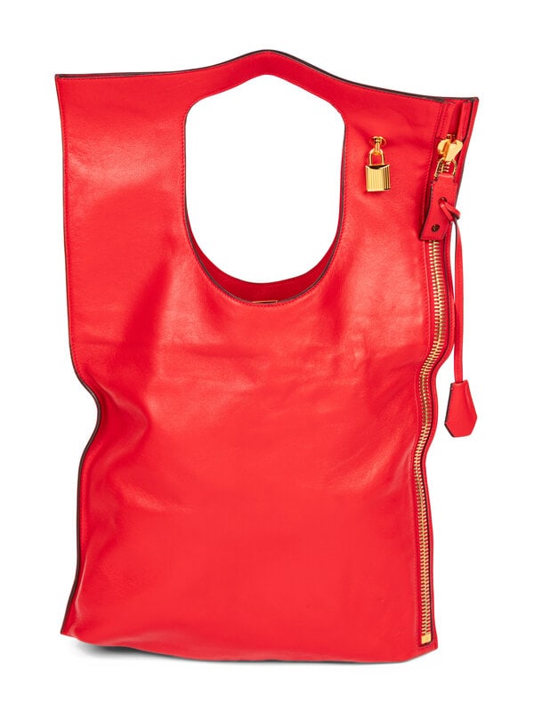 Tom Ford, Red Leather Zipper Tote - 2