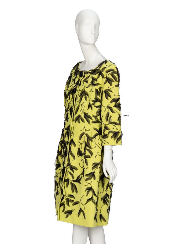 Oscar de la Renta, Embellished Chartreuse Coatdress, 2011 - 2