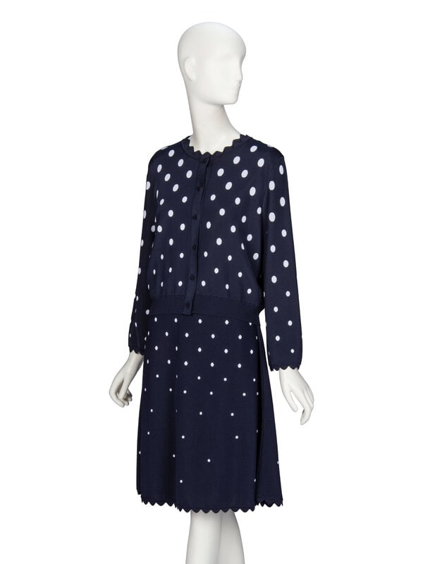 Oscar de la Renta, Polka Dot Dress & Cardigan Ensemble - 2