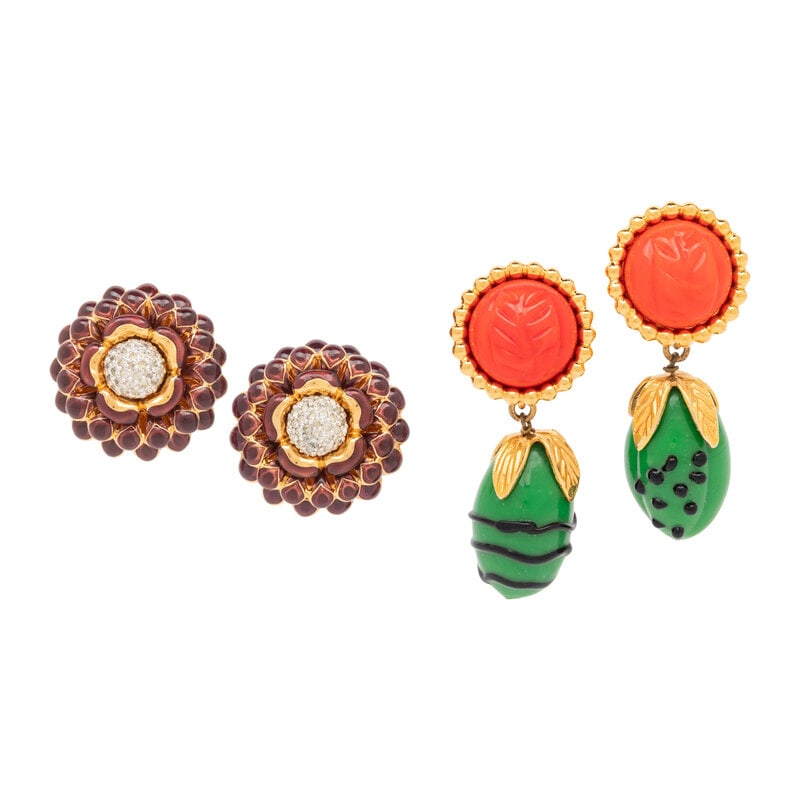 Judith Leiber & Isabel Canovas, Two Pairs of Ear Clips (1 of 3)