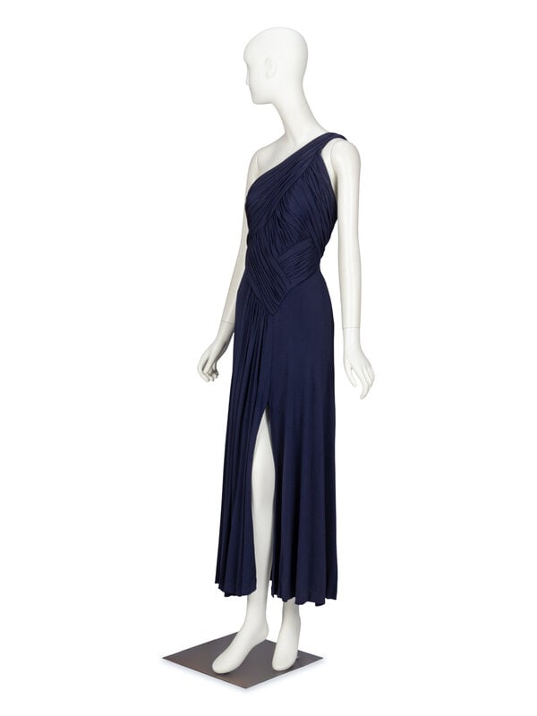 Scaasi, Navy Pleated Dress - 2