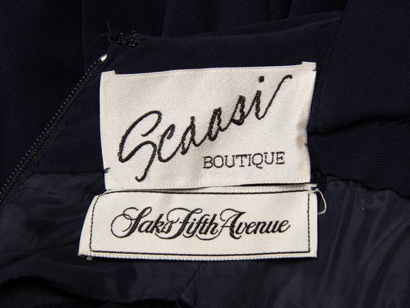 Scaasi, Navy Pleated Dress - 4