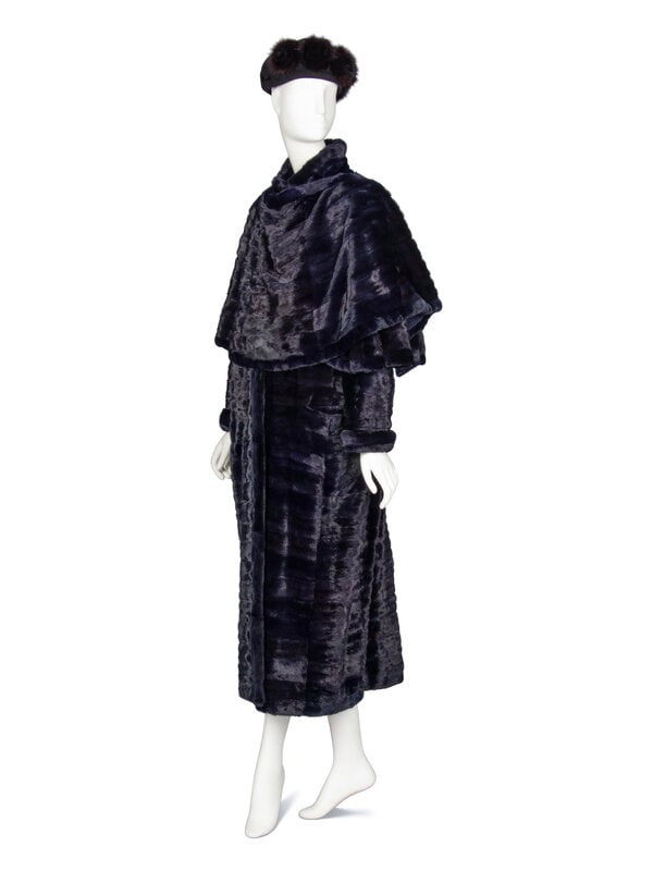 J. Mendel, Navy Ermine Fur Coat & Headband - 2