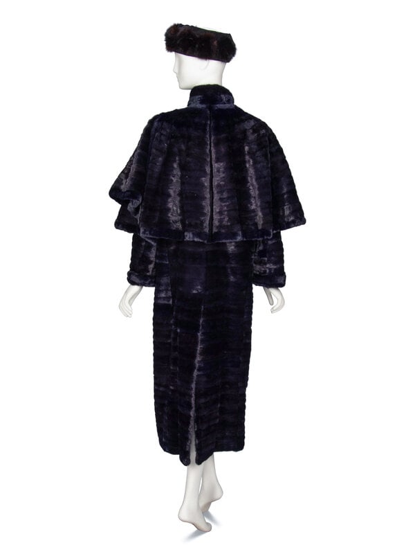 J. Mendel, Navy Ermine Fur Coat & Headband - 3