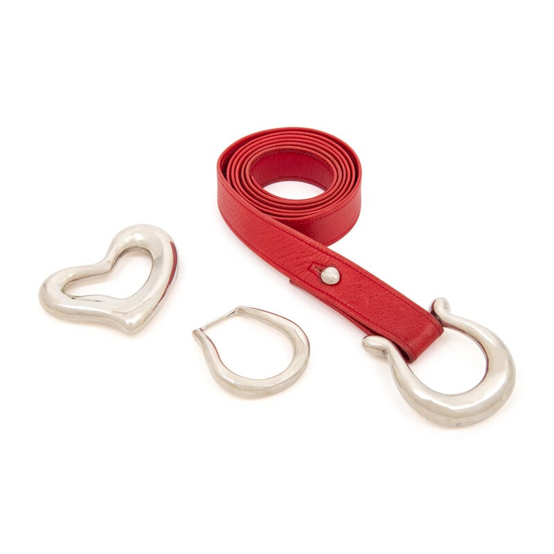 Elsa Peretti, Tiffany & Co,; Red Leather Belt & Three Silver Buckles - 2
