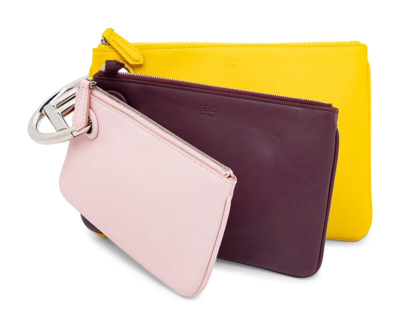 Fendi, Leather Triplette Clutch - 3