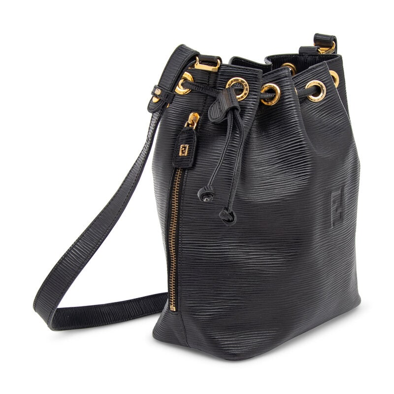 Fendi, Textured Leather Drawstring Bag - 2