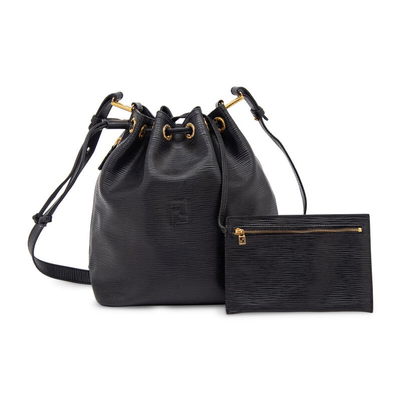 Fendi, Textured Leather Drawstring Bag - 4