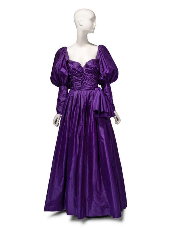 Loris Azzaro Haute Couture, Convertible Purple Taffeta Evening Gown - 2