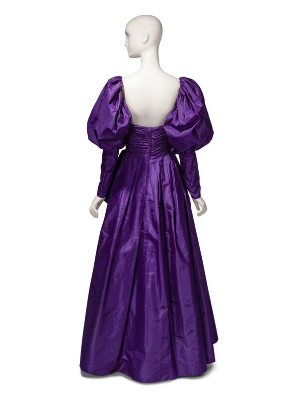 Loris Azzaro Haute Couture, Convertible Purple Taffeta Evening Gown - 4