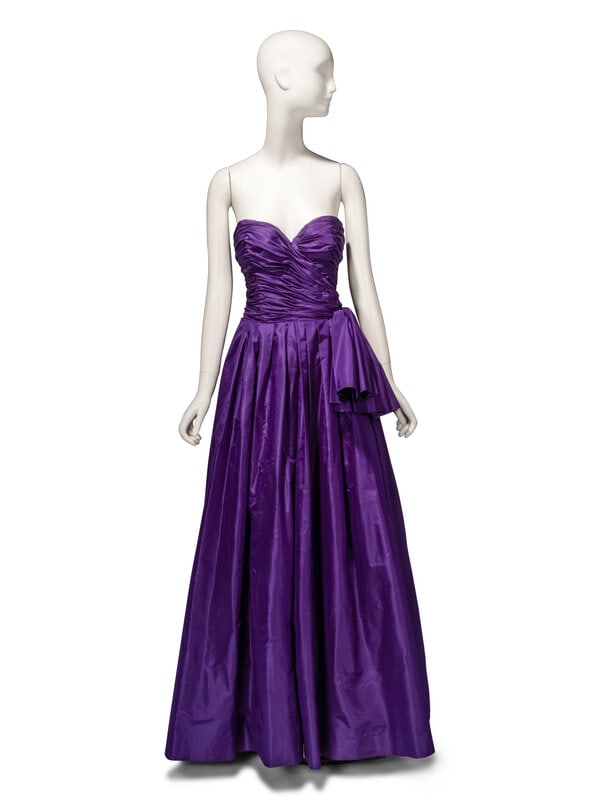 Loris Azzaro Haute Couture, Convertible Purple Taffeta Evening Gown - 5