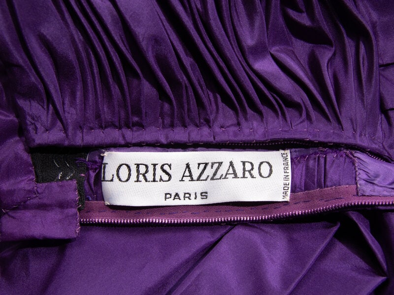 Loris Azzaro Haute Couture, Convertible Purple Taffeta Evening Gown - 6