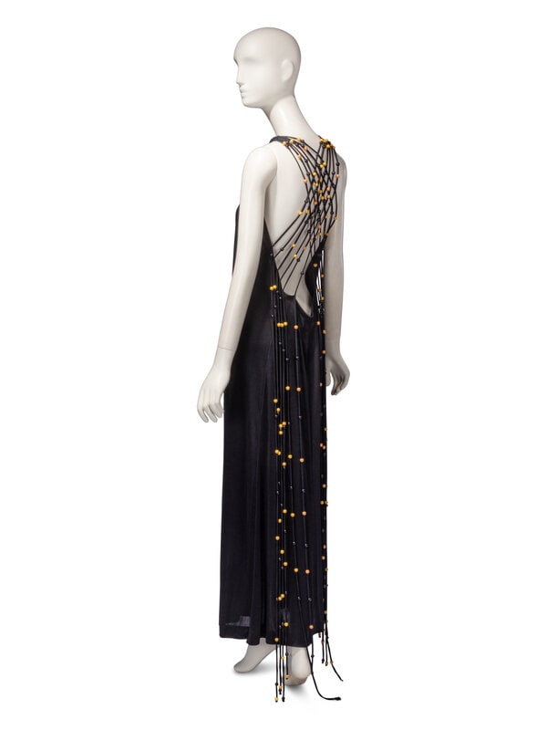 Exceptional Loris Azzaro Haute Couture, Black Halter Gown with Beads, 1971 - 2