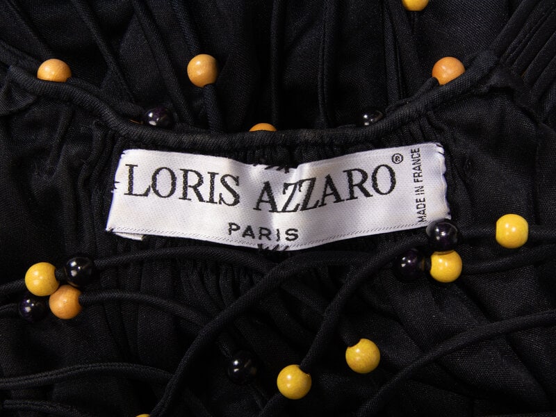 Exceptional Loris Azzaro Haute Couture, Black Halter Gown with Beads, 1971 - 5