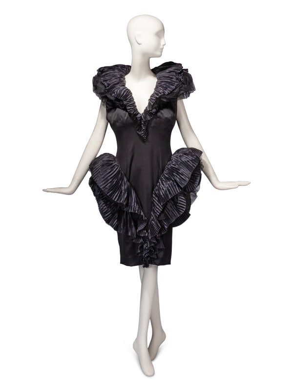 Attributed to Loris Azzaro Haute Couture, Structured Black Dress - 2