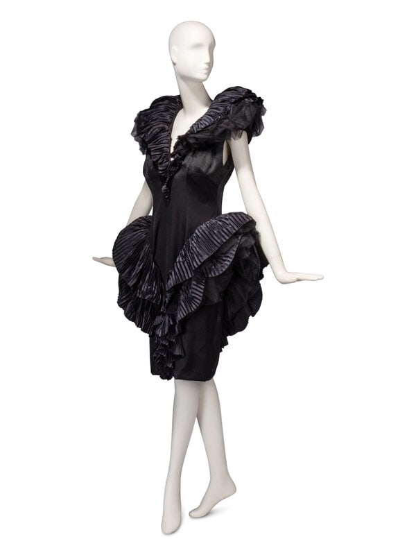 Attributed to Loris Azzaro Haute Couture, Structured Black Dress - 3