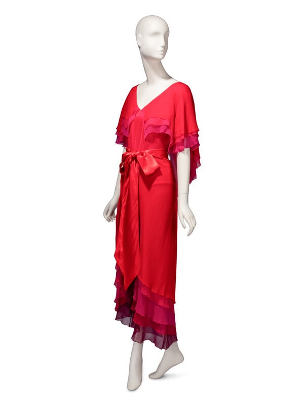 Sant' Angelo, Red Ombre Chiffon Bodysuit & Wrap Skirt, 1970's - 3