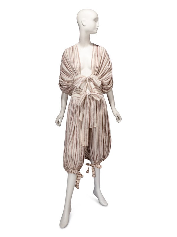Norma Kamali, Striped Linen Jumpsuit, 1970s  - 2