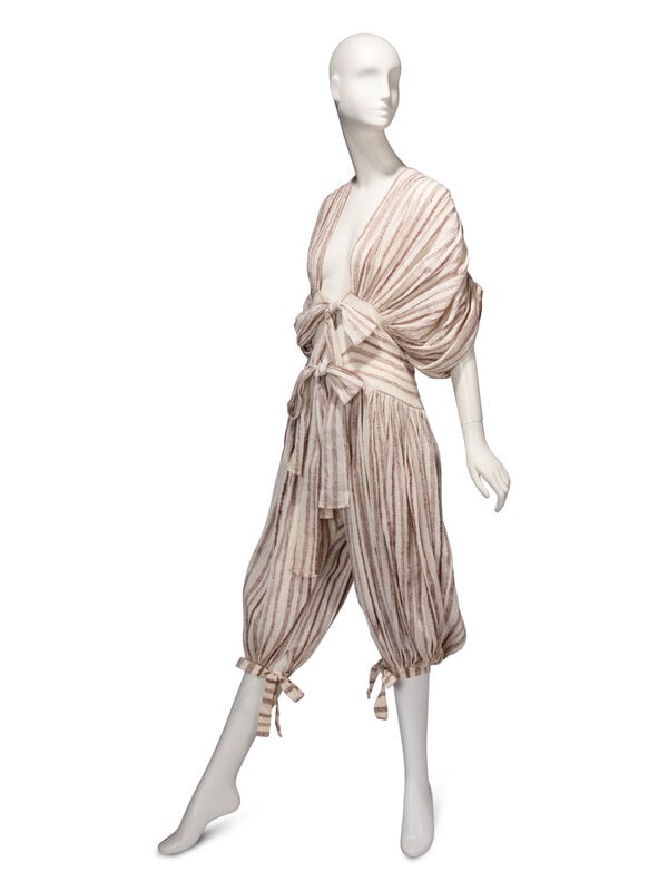 Norma Kamali, Striped Linen Jumpsuit, 1970s  - 4