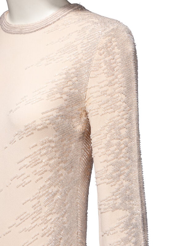 Guy Laroche Haute Couture, Beaded Cream Gown & Ostrich Cape  - 6